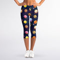 Food Planets Pattern Print Women's Capri Leggings