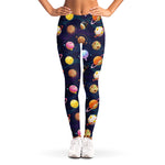 Food Planets Pattern Print Women's Leggings