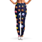 Food Planets Pattern Print Women's Leggings