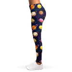Food Planets Pattern Print Women's Leggings