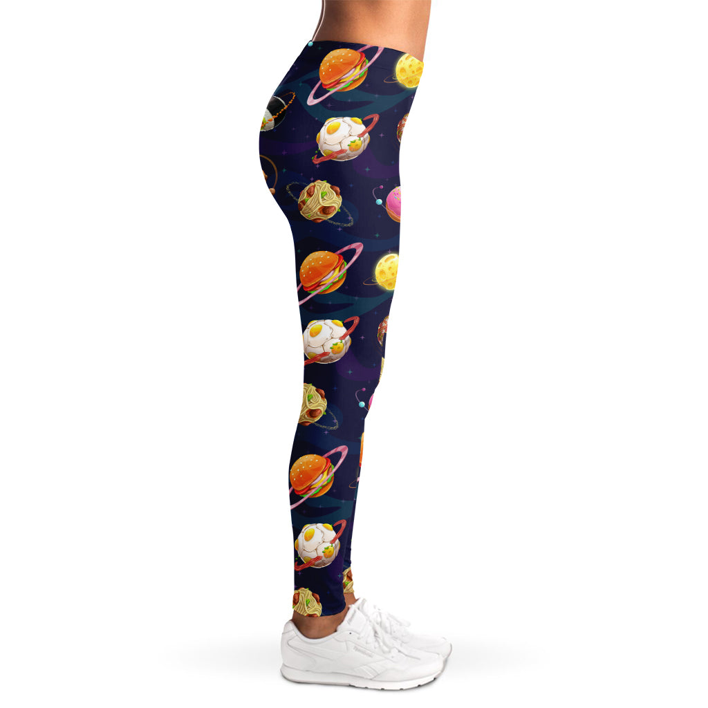 Food Planets Pattern Print Women's Leggings