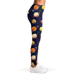 Food Planets Pattern Print Women's Leggings
