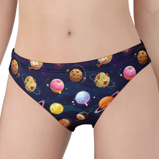 Food Planets Pattern Print Women's Panties