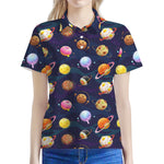 Food Planets Pattern Print Women's Polo Shirt