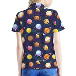 Food Planets Pattern Print Women's Polo Shirt