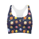 Food Planets Pattern Print Women's Sports Bra
