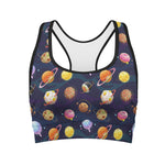 Food Planets Pattern Print Women's Sports Bra