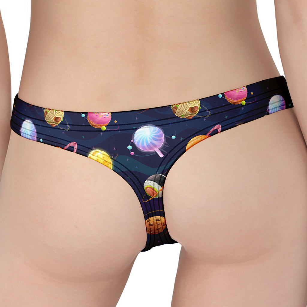 Food Planets Pattern Print Women's Thong