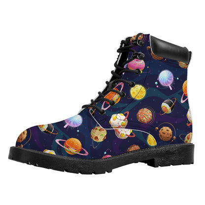 Food Planets Pattern Print Work Boots
