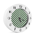Forest Green And White Checkered Print Alarm Clock