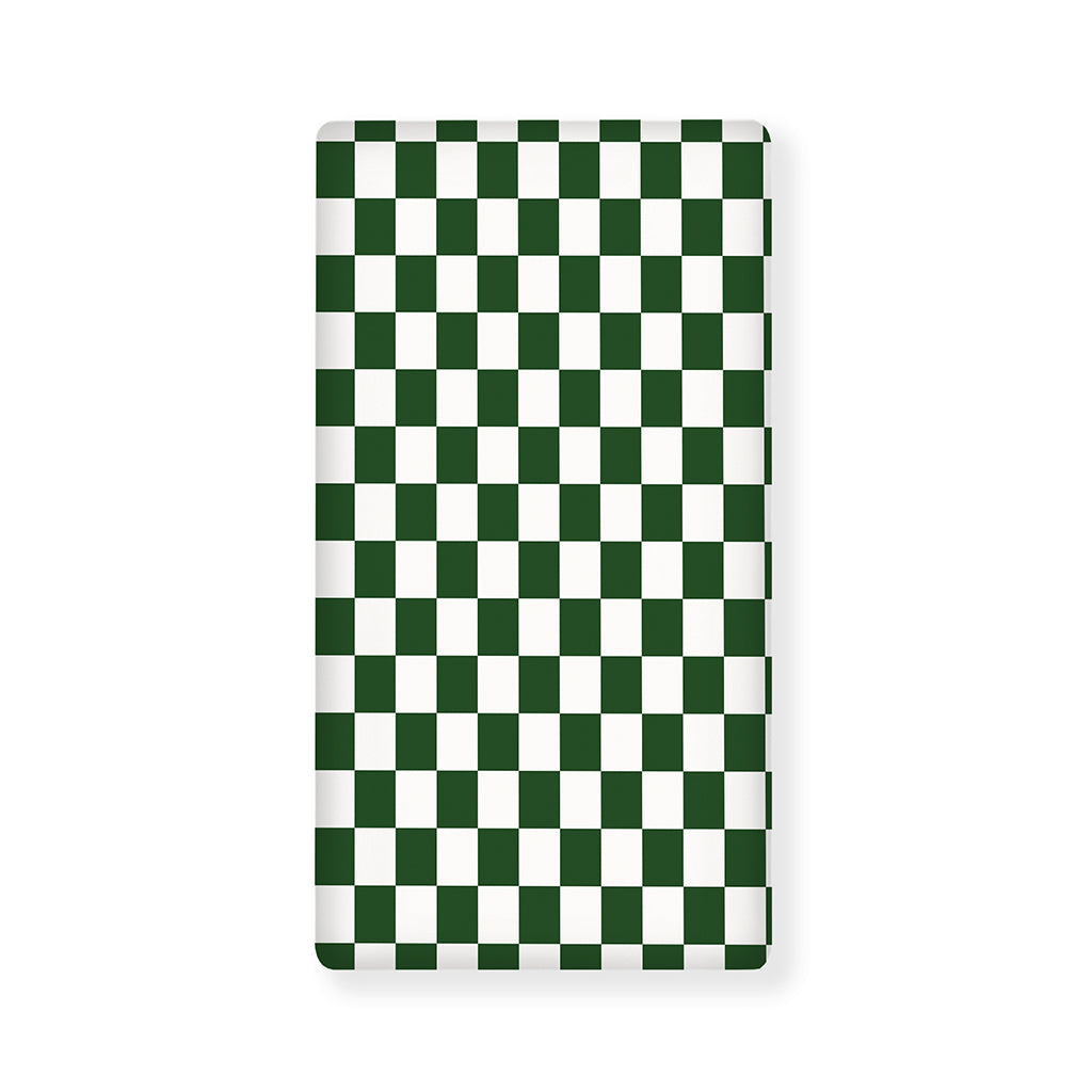 Forest Green And White Checkered Print Baby Crib Sheet
