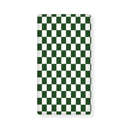 Forest Green And White Checkered Print Baby Crib Sheet