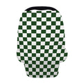 Forest Green And White Checkered Print Baby Seat Cover