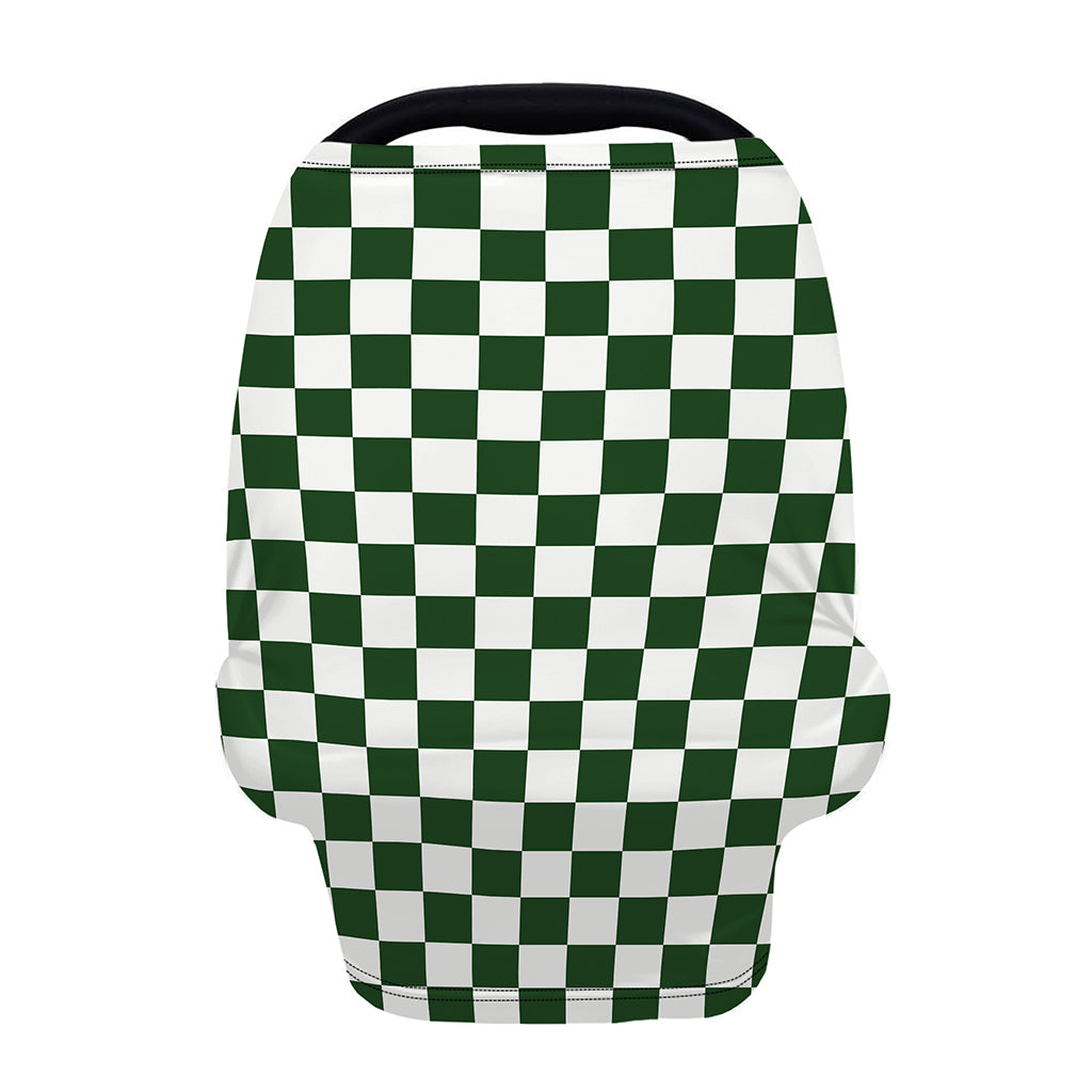 Forest Green And White Checkered Print Baby Seat Cover