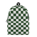 Forest Green And White Checkered Print School Backpack