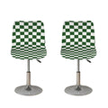 Forest Green And White Checkered Print Bar Stool Covers