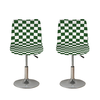 Forest Green And White Checkered Print Bar Stool Covers