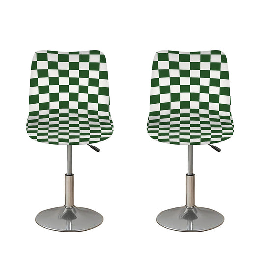 Forest Green And White Checkered Print Bar Stool Covers