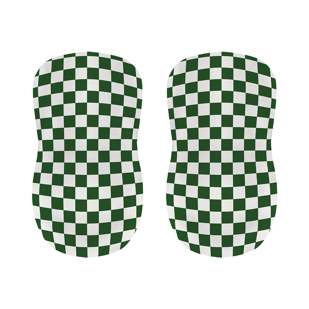 Forest Green And White Checkered Print Bar Stool Covers