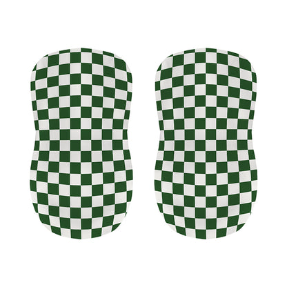 Forest Green And White Checkered Print Bar Stool Covers