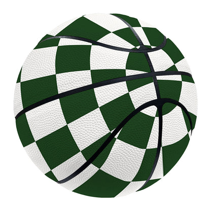Forest Green And White Checkered Print Basketball