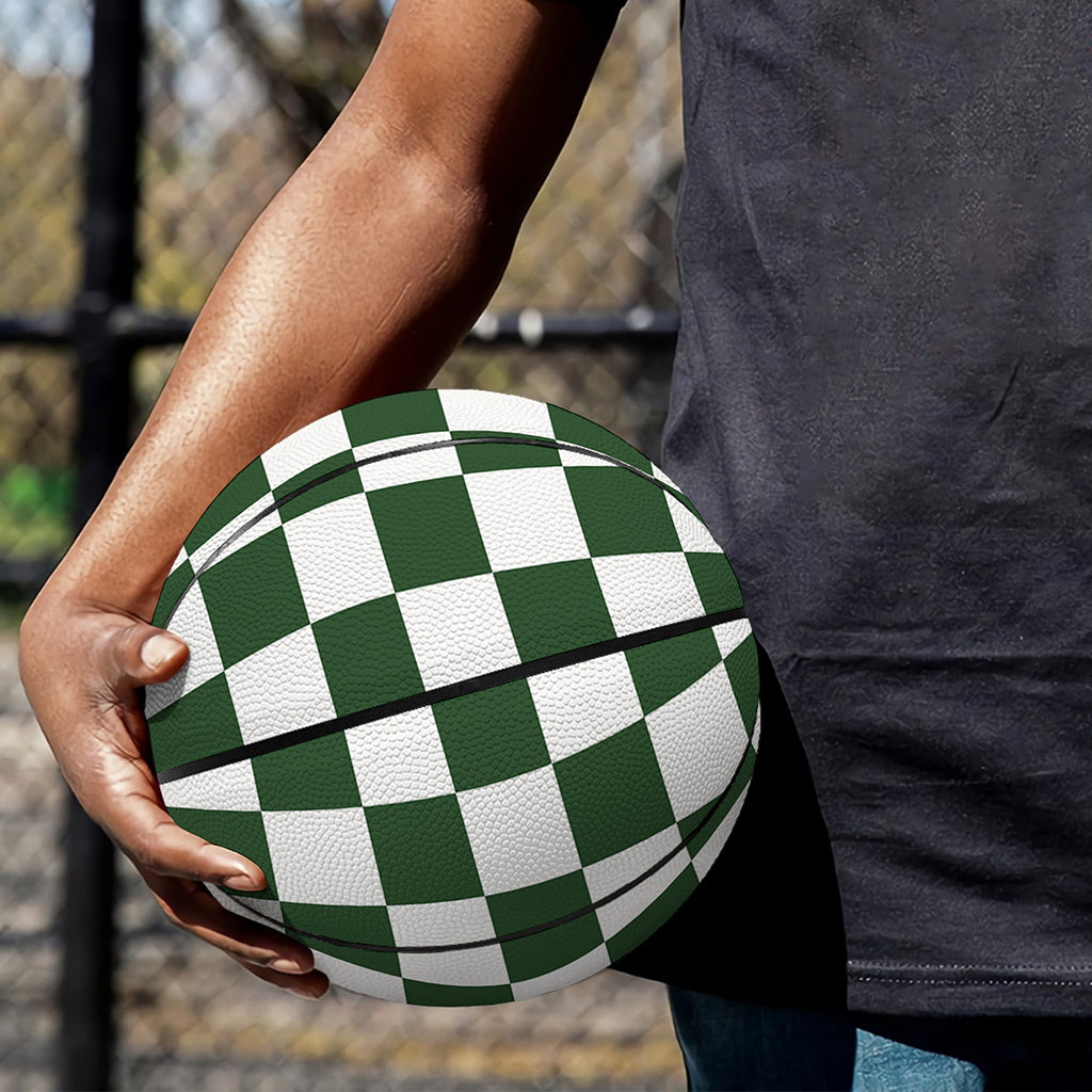 Forest Green And White Checkered Print Basketball