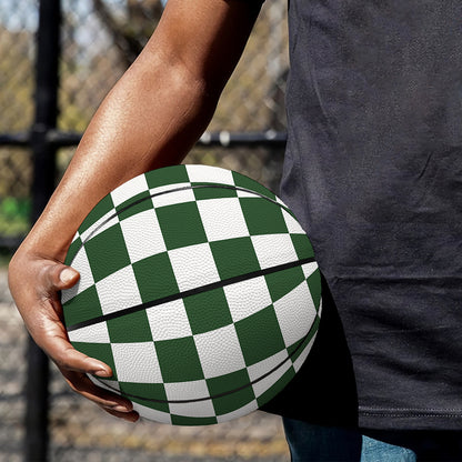 Forest Green And White Checkered Print Basketball