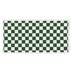 Forest Green And White Checkered Print Beach Towel