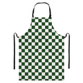 Forest Green And White Checkered Print Bib Apron With Pocket