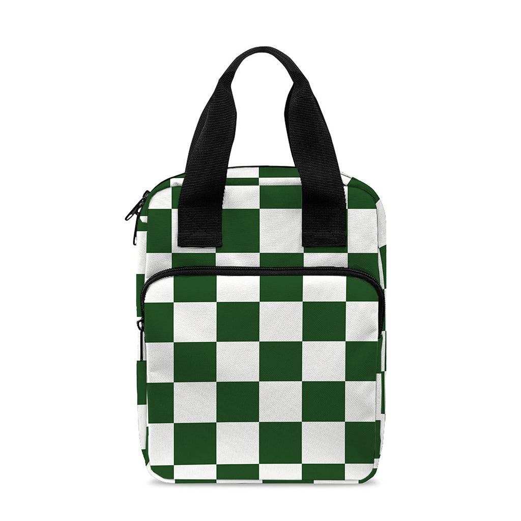 Forest Green And White Checkered Print Bible Tote Bag