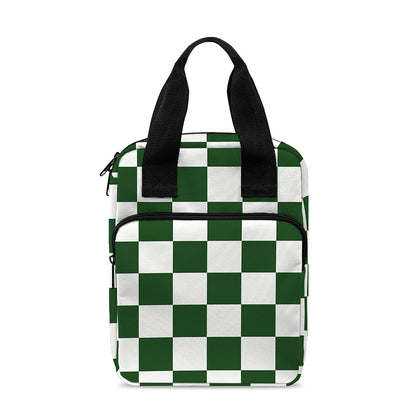 Forest Green And White Checkered Print Bible Tote Bag