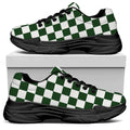 Forest Green And White Checkered Print Black Chunky Shoes