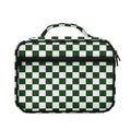 Forest Green And White Checkered Print Briefcase Bible Bag