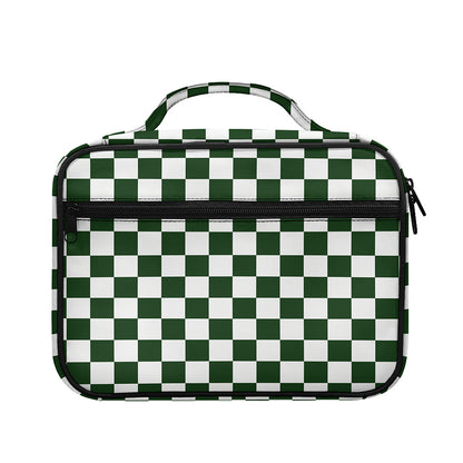 Forest Green And White Checkered Print Briefcase Bible Bag