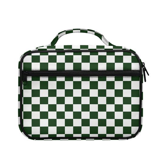 Forest Green And White Checkered Print Briefcase Bible Bag