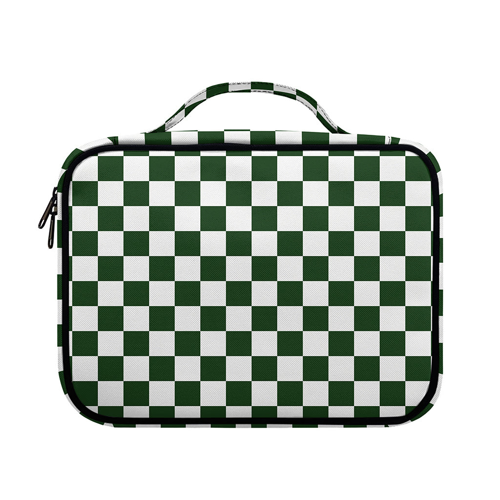 Forest Green And White Checkered Print Briefcase Bible Bag