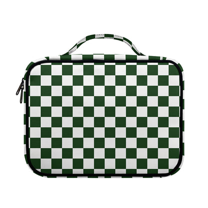 Forest Green And White Checkered Print Briefcase Bible Bag