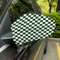 Forest Green And White Checkered Print Car Side Mirror Covers
