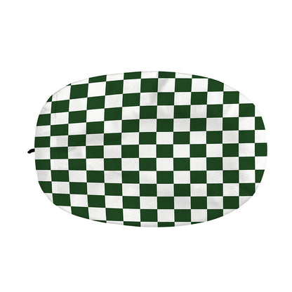 Forest Green And White Checkered Print Car Side Mirror Covers