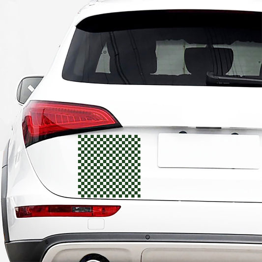 Forest Green And White Checkered Print Car Sticker