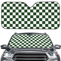 Forest Green And White Checkered Print Car Windshield Sun Shade