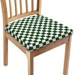 Forest Green And White Checkered Print Chair Cushion Cover