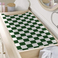 Forest Green And White Checkered Print Changing Pad Cover