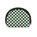 Forest Green And White Checkered Print Coin Purse