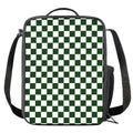 Forest Green And White Checkered Print Crossbody Lunch Bag