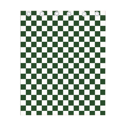 Forest Green And White Checkered Print Curtain