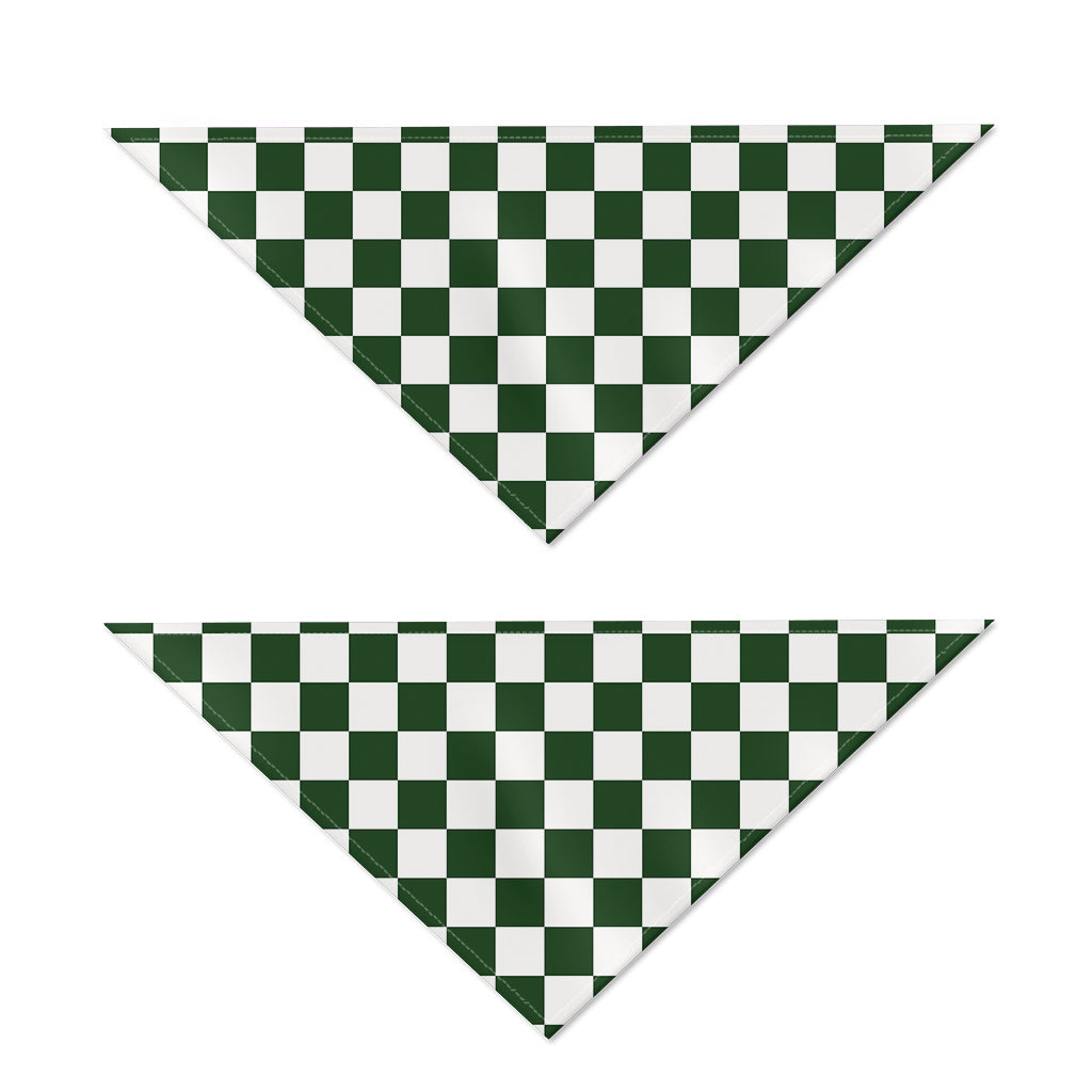 Forest Green And White Checkered Print Dog Bandana