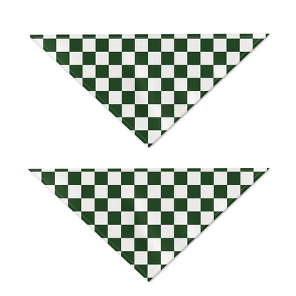 Forest Green And White Checkered Print Dog Bandana