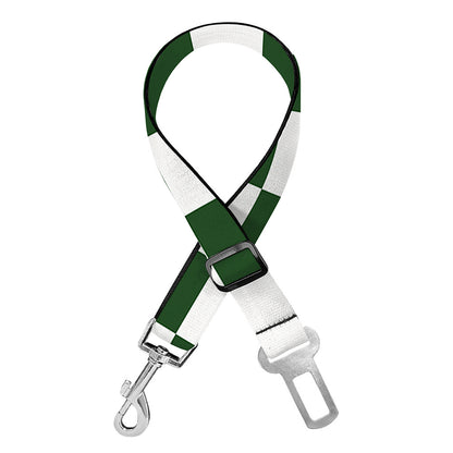 Forest Green And White Checkered Print Dog Seat Belt