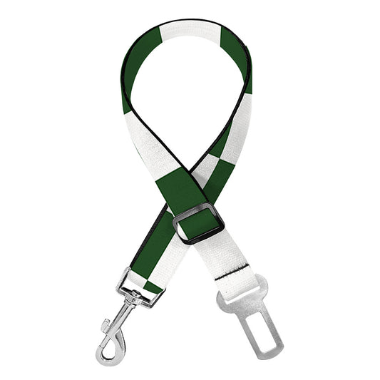 Forest Green And White Checkered Print Dog Seat Belt